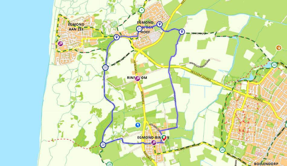 Egmond route op de kaart